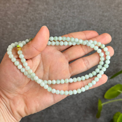 Natural Light Green Jadeite Jade Triple Wrap Bracelet Size 6 mm