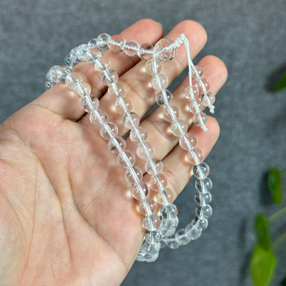 Clear Quartz VIP Translucent 108 Bead Triple Wrap Bracelet Size 7.5 mm