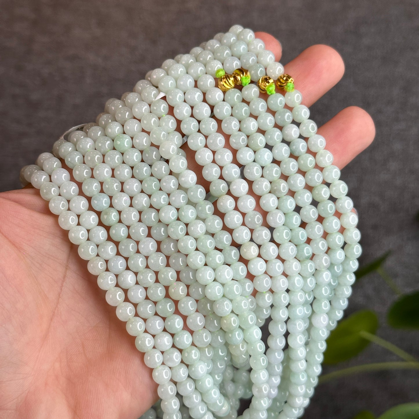Natural Light Green Jadeite Jade Triple Wrap Bracelet Size 6 mm