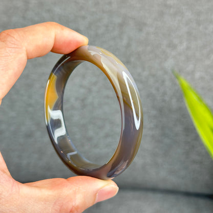 Natural Agate Bangle Leaf Style Size 59.6 mm with Certificate