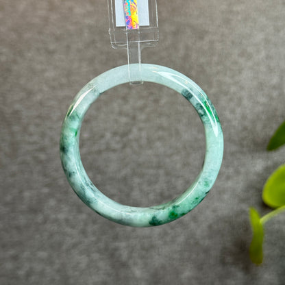Light Green Son Thuy Natural Jadeite Jade Bangle Leaf Style Size 55.5 mm
