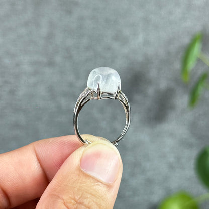 Oval Moonstone Ring Freesize In Silver Setting