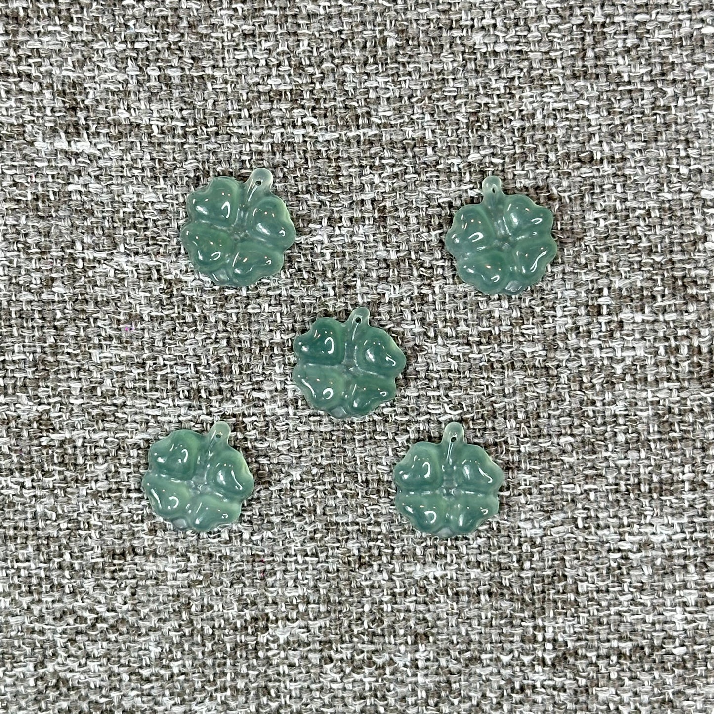 Natural Blue Water Jadeite Jade Clover Charm