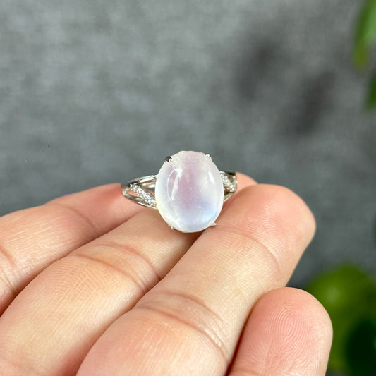 Oval Moonstone Ring Freesize In Silver Setting