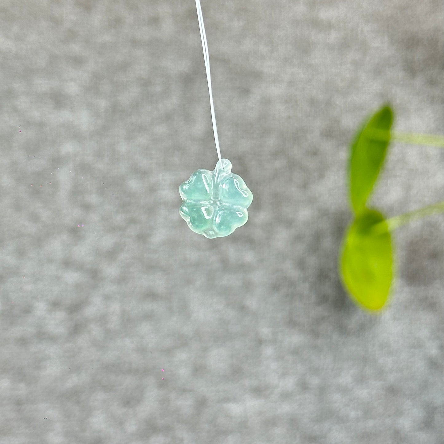 Natural Blue Water Jadeite Jade Clover Charm
