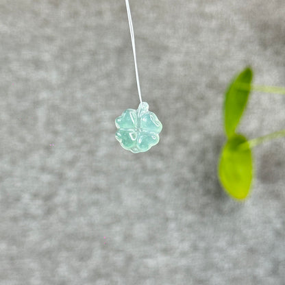 Natural Blue Water Jadeite Jade Clover Charm