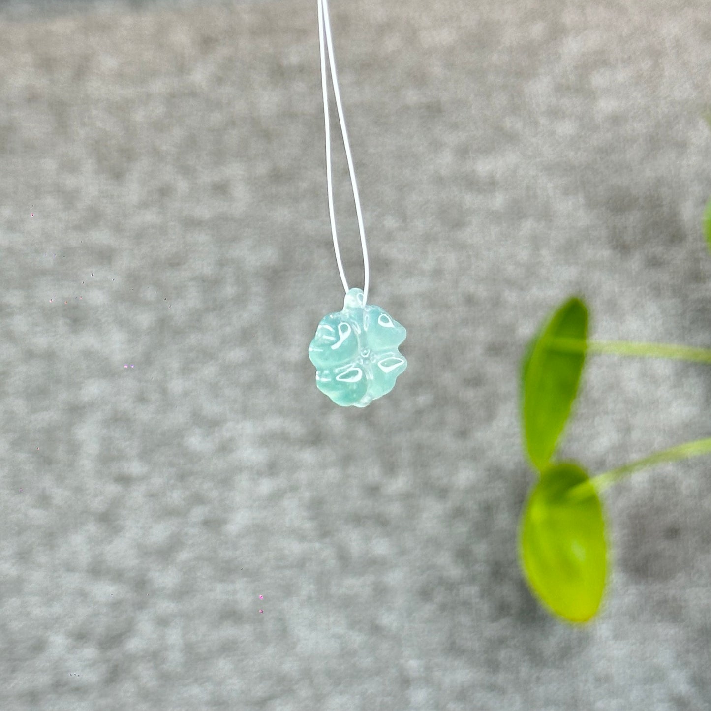 Natural Blue Water Jadeite Jade Clover Charm