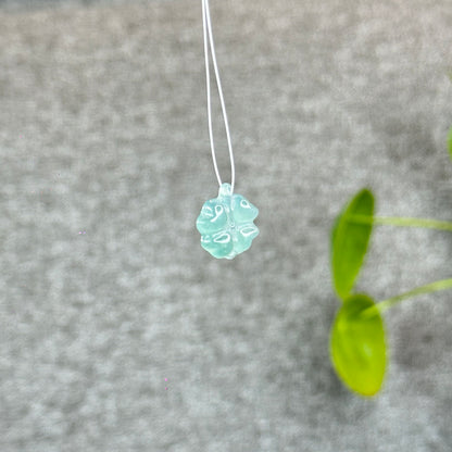 Natural Blue Water Jadeite Jade Clover Charm