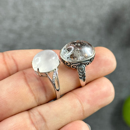 Oval Moonstone Ring Freesize In Silver Setting