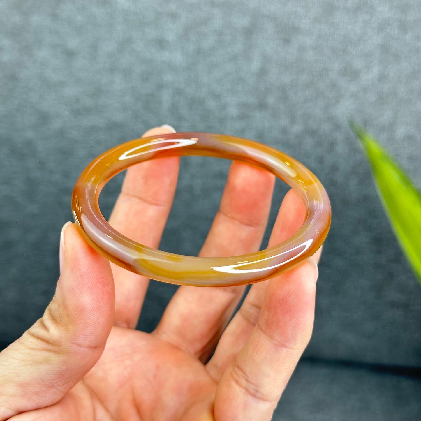 Natural Agate Bangle Chopstick Style Size 58.5 mm