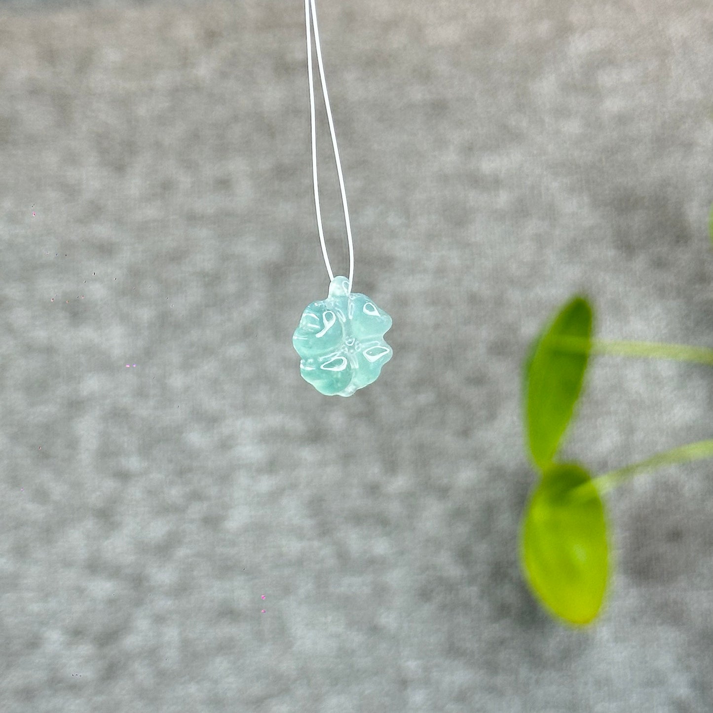 Natural Blue Water Jadeite Jade Clover Charm