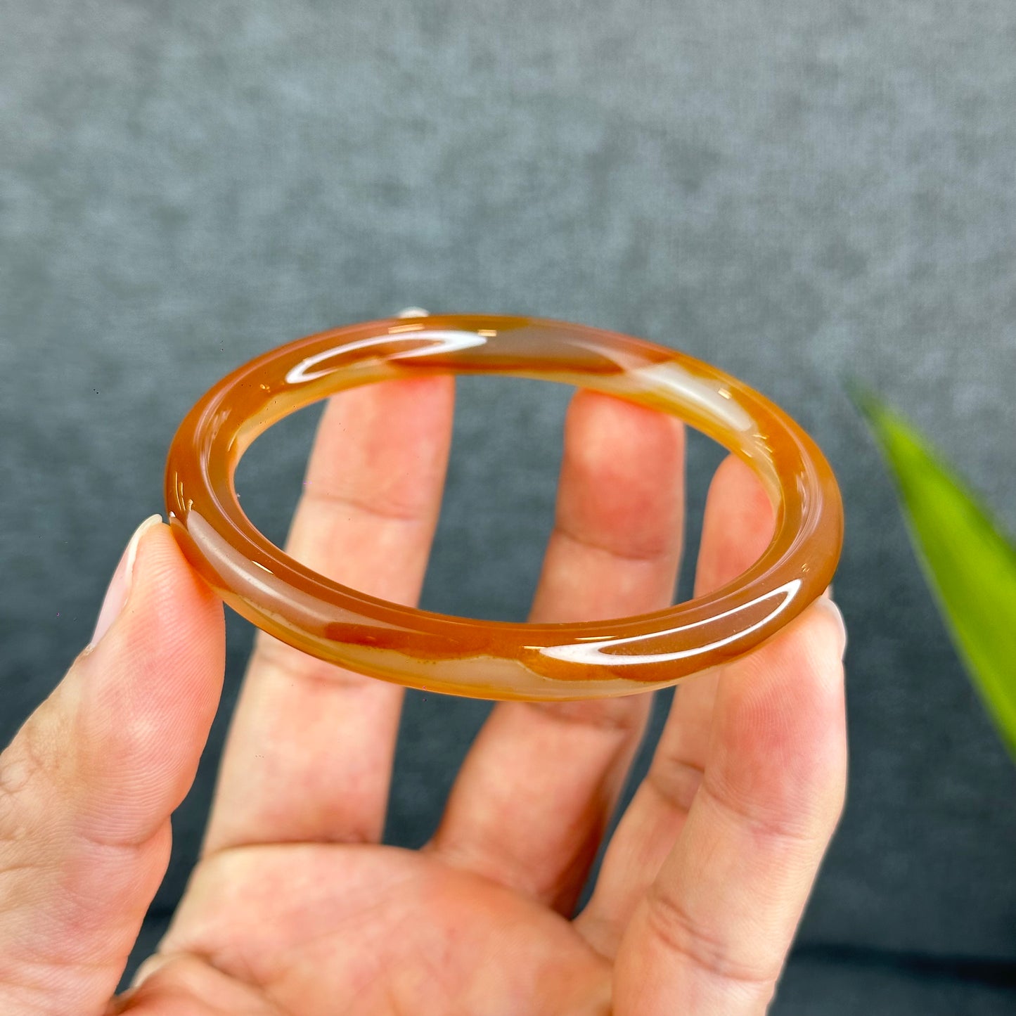 Natural Agate Bangle Chopstick Style Size 58.5 mm