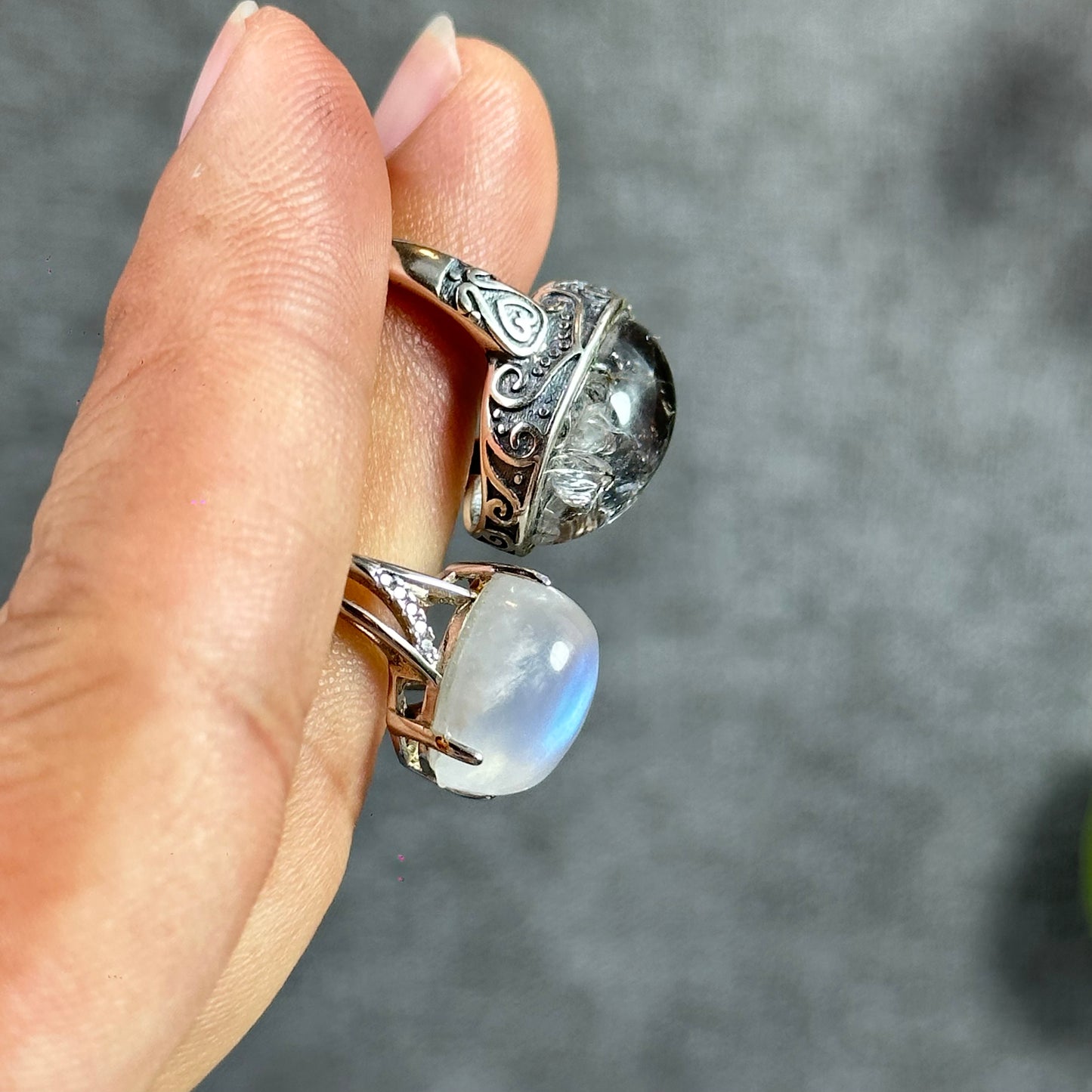 Oval Moonstone Ring Freesize In Silver Setting