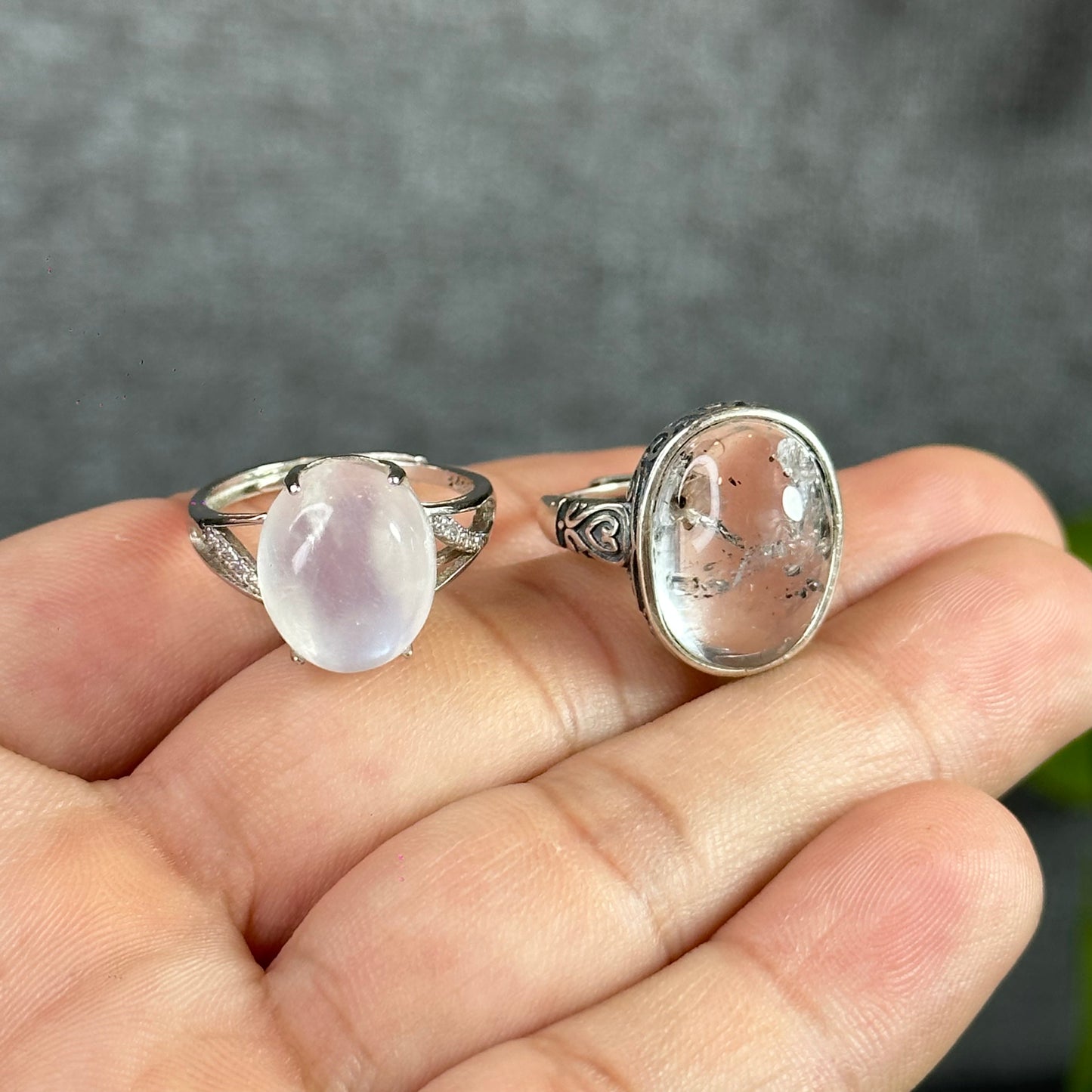 Oval Moonstone Ring Freesize In Silver Setting