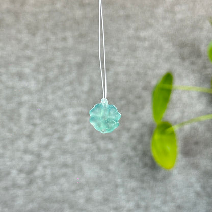 Natural Blue Water Jadeite Jade Clover Charm