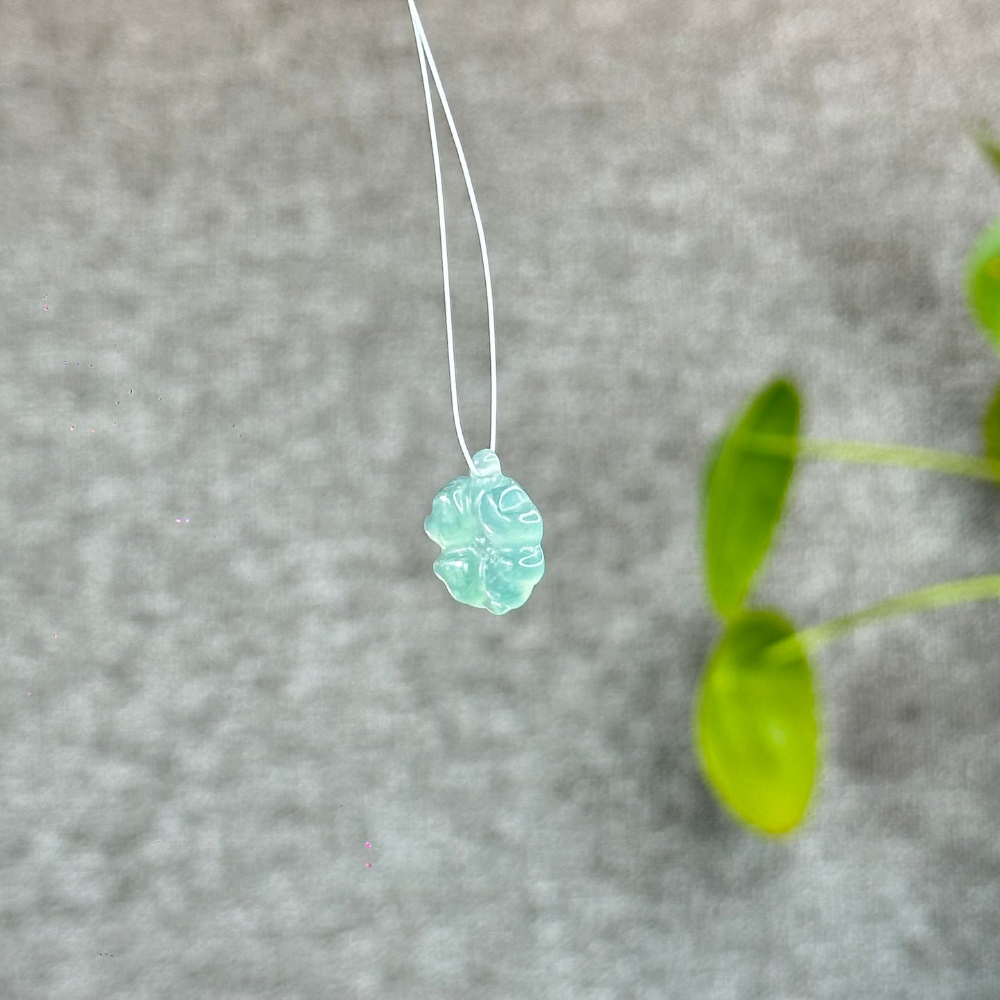 Natural Blue Water Jadeite Jade Clover Charm
