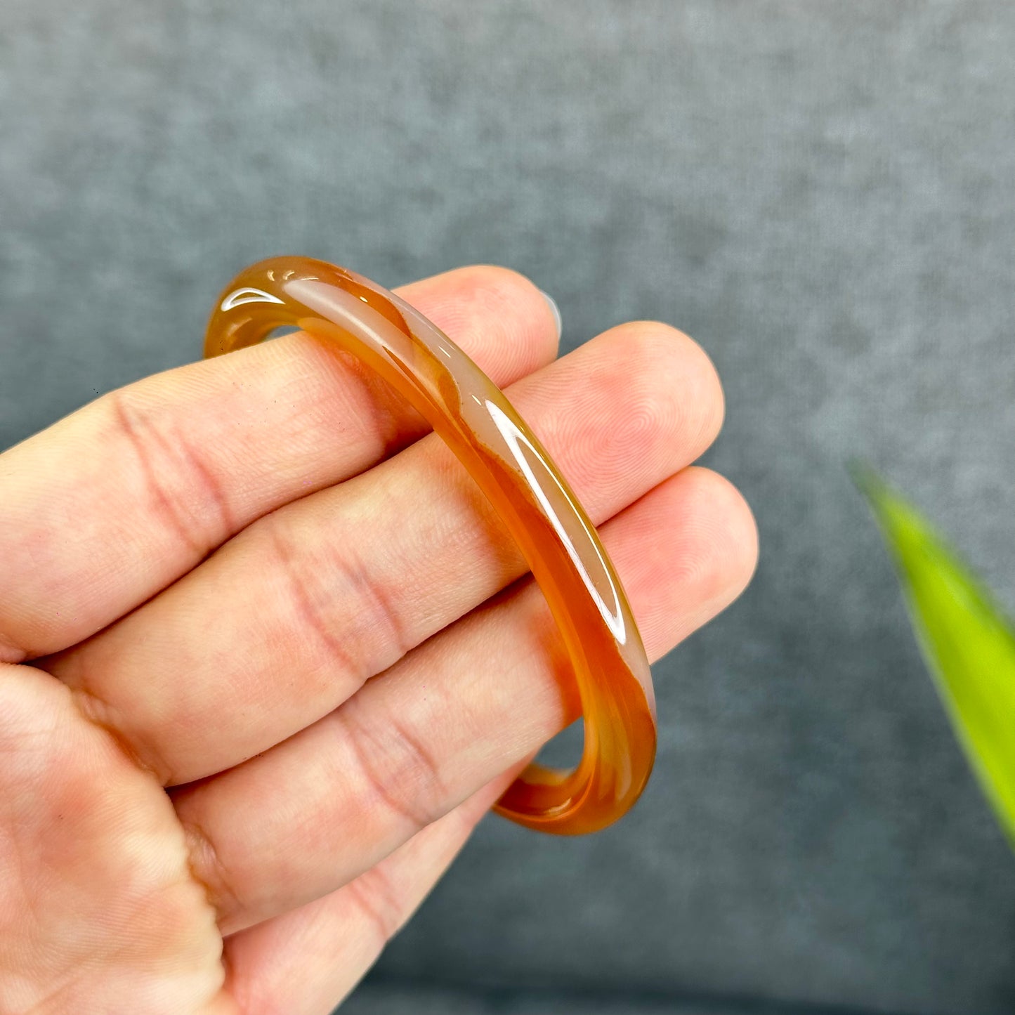 Natural Agate Bangle Chopstick Style Size 58.5 mm