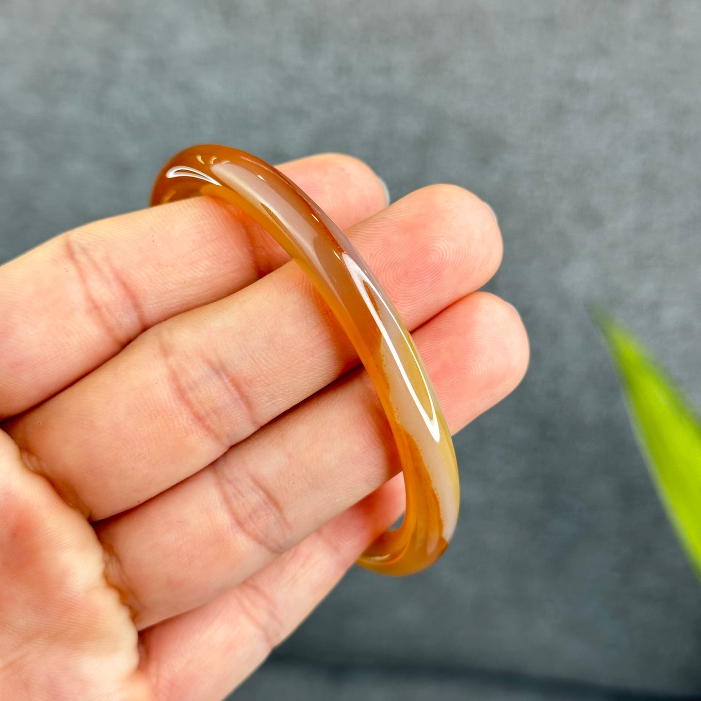 Natural Agate Bangle Chopstick Style Size 58.5 mm