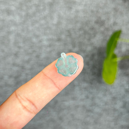 Natural Blue Water Jadeite Jade Clover Charm