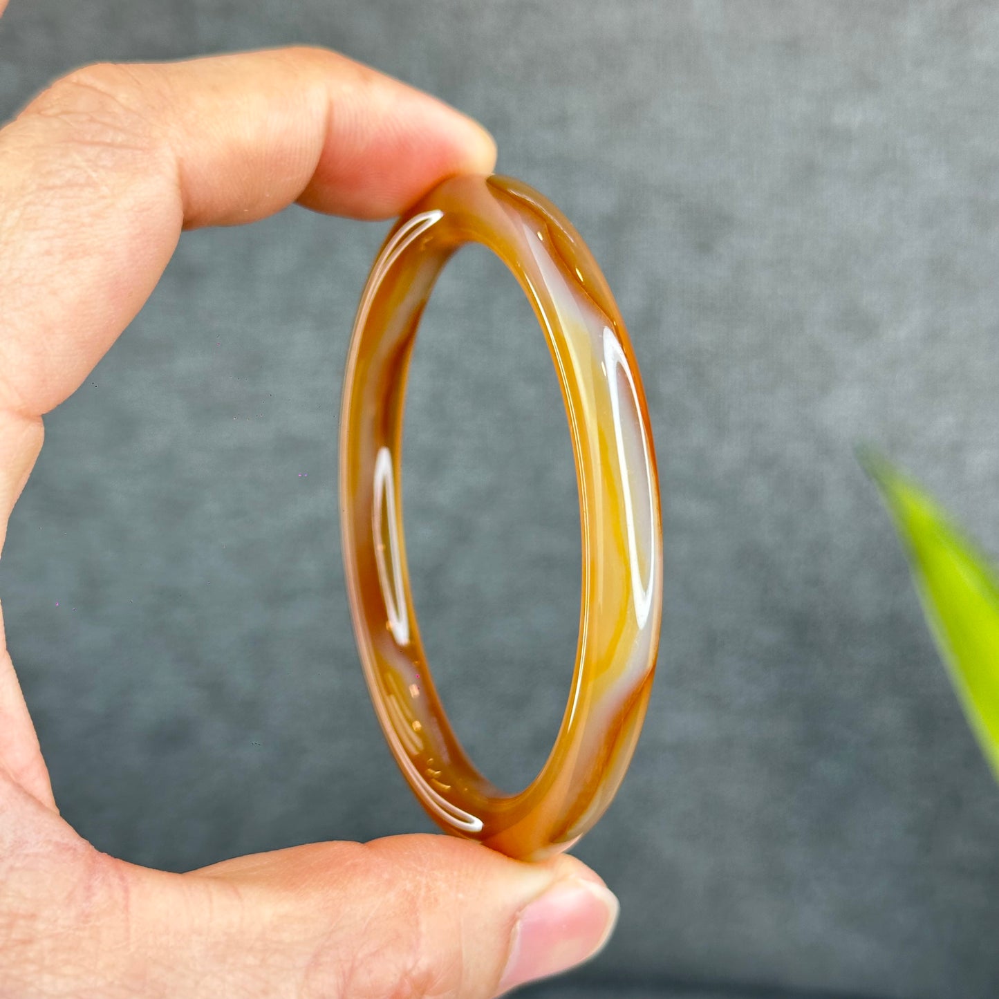 Natural Agate Bangle Chopstick Style Size 58.5 mm