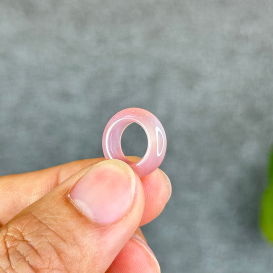 Natural Yuanyuan Pink Agate Ring Charm