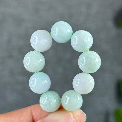 Ivory and Light Green Natural Jadeite Jade Bracelet Size 10.5 mm