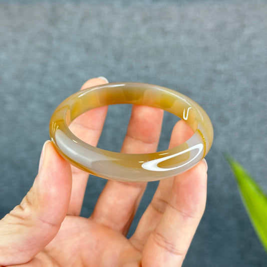 Natural Agate Bangle Leaf Style Size 55 mm