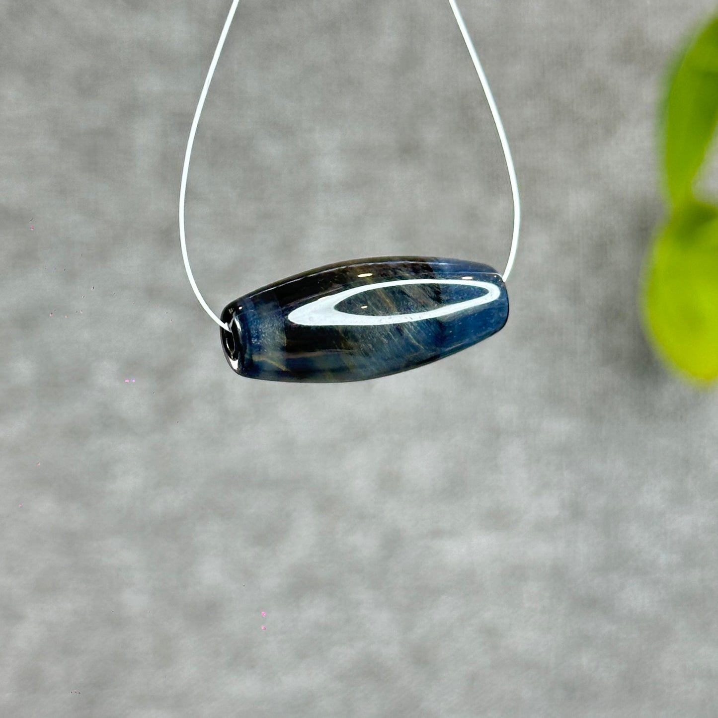 Natural Blue Tiger Eye Stone Barrel  Charm