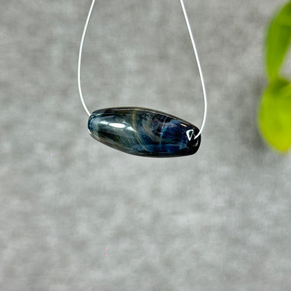 Natural Blue Tiger Eye Stone Barrel  Charm