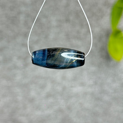 Natural Blue Tiger Eye Stone Barrel  Charm