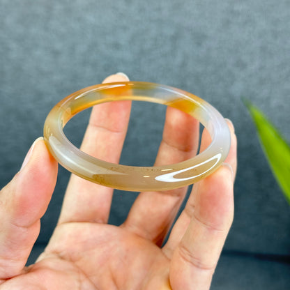 Natural Agate Bangle Leaf Style Size 58 mm with Certificate