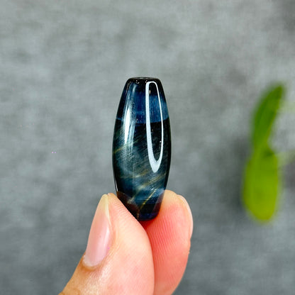 Natural Blue Tiger Eye Stone Barrel  Charm