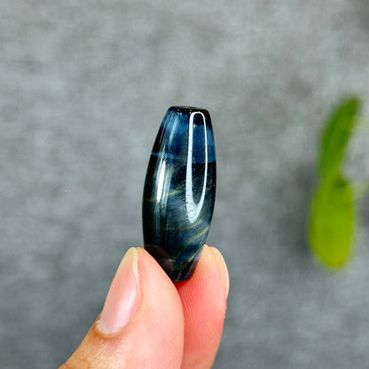 Natural Blue Tiger Eye Stone Barrel  Charm