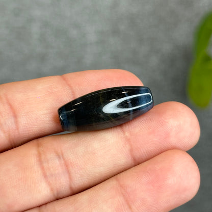 Natural Blue Tiger Eye Stone Barrel  Charm
