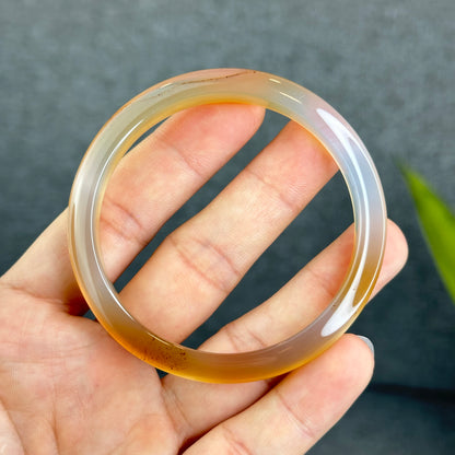 Natural Agate Bangle Leaf Style Size 58 mm with Certificate