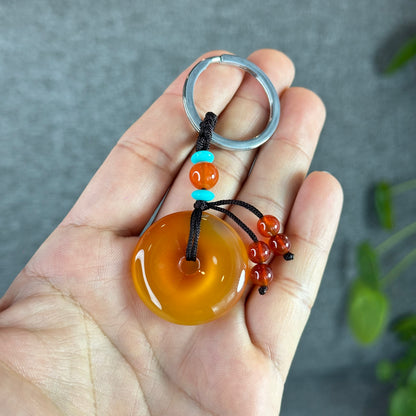 Dong Dieu Natural Red Orange Agate Accessory with Metal Hoop