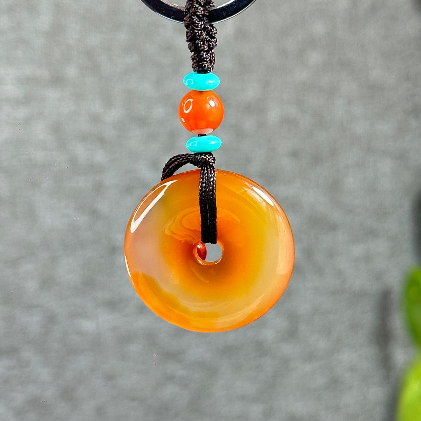 Dong Dieu Natural Red Orange Agate Accessory with Metal Hoop