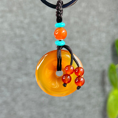 Dong Dieu Natural Red Orange Agate Accessory with Metal Hoop