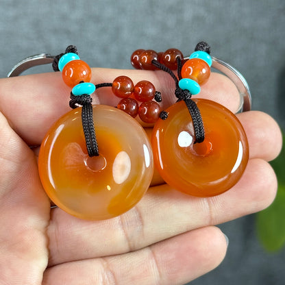 Dong Dieu Natural Red Orange Agate Accessory with Metal Hoop