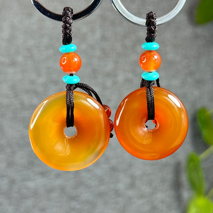 Dong Dieu Natural Red Orange Agate Accessory with Metal Hoop