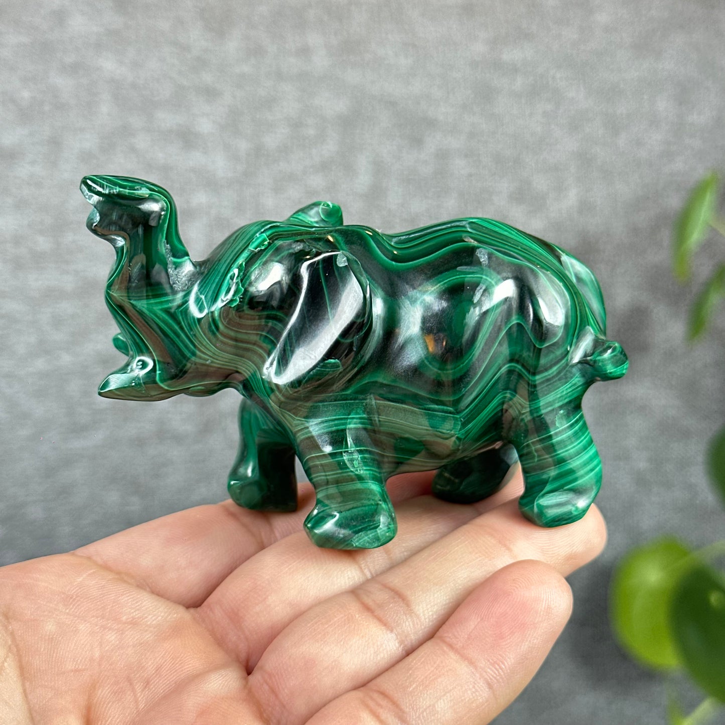 Malachite Elephant Figurine