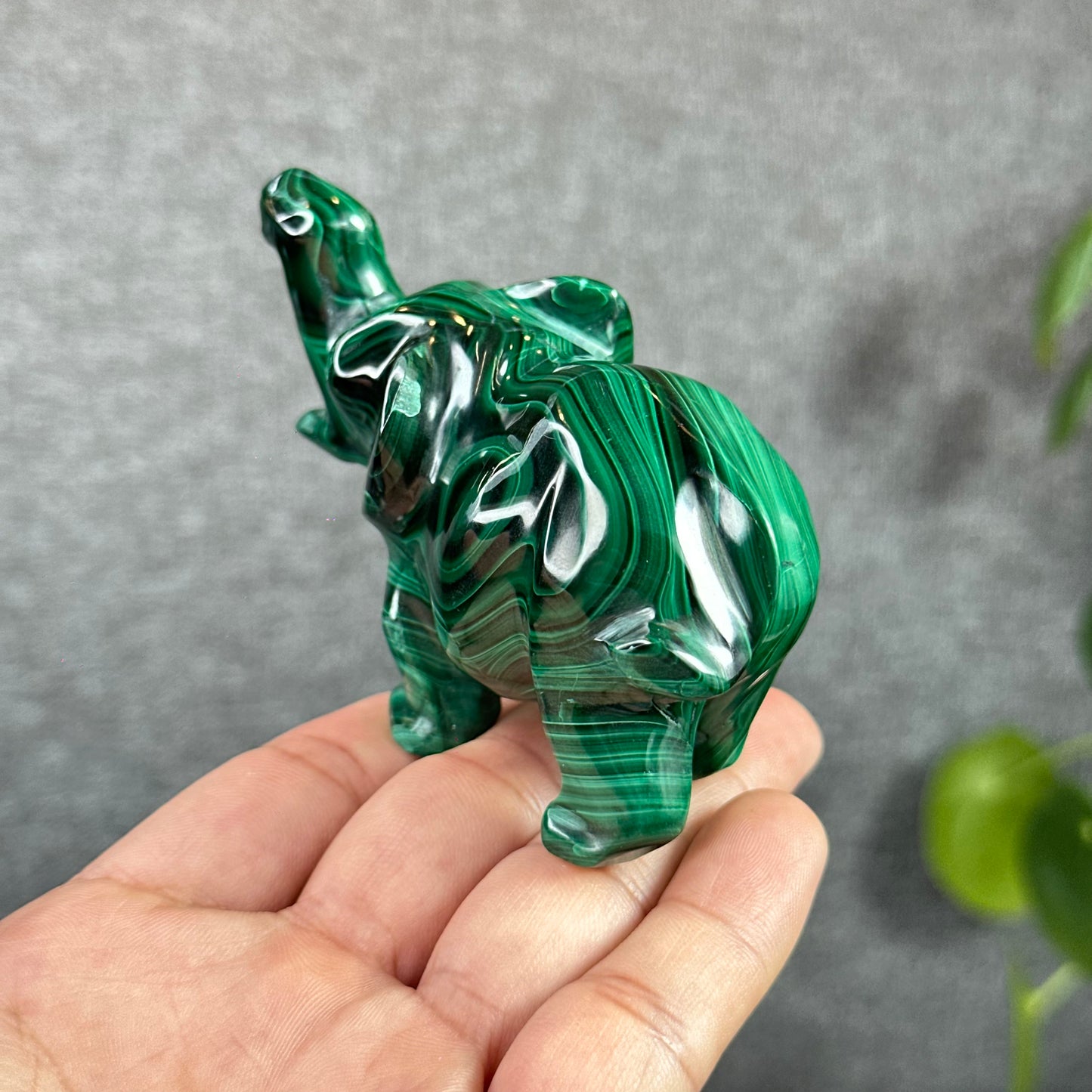 Malachite Elephant Figurine