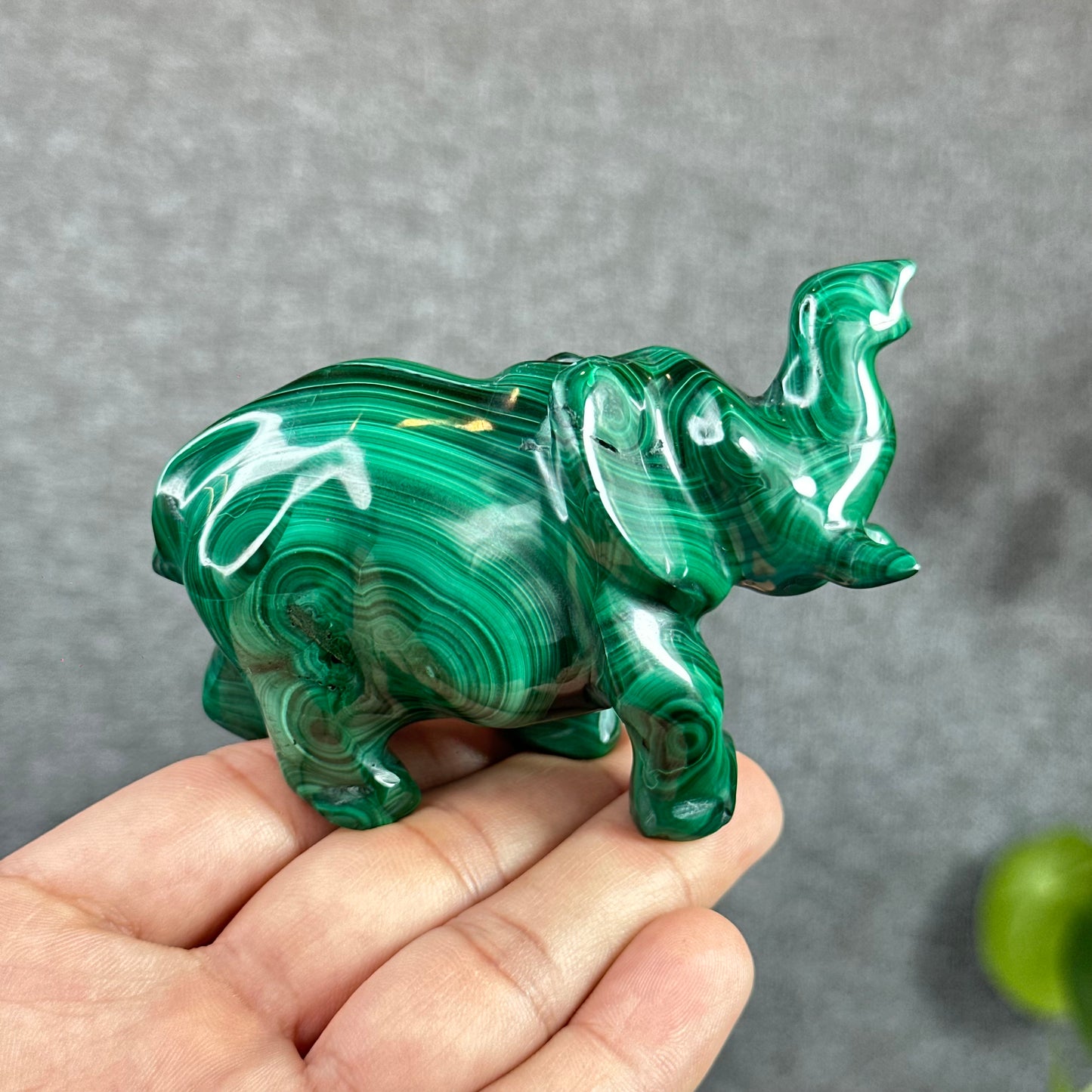 Malachite Elephant Figurine