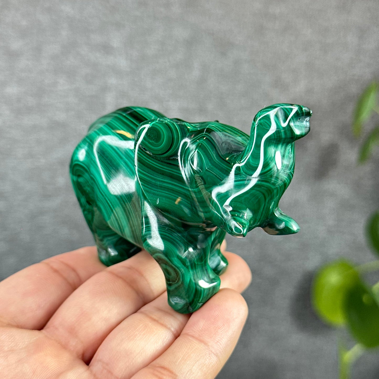 Malachite Elephant Figurine