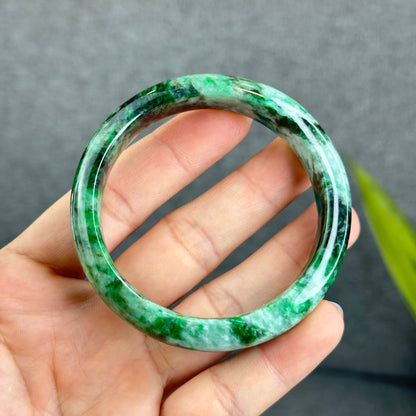 Natural Son Thuy Jadeite Jade Bangle Leaf Style Size 54.5 mm