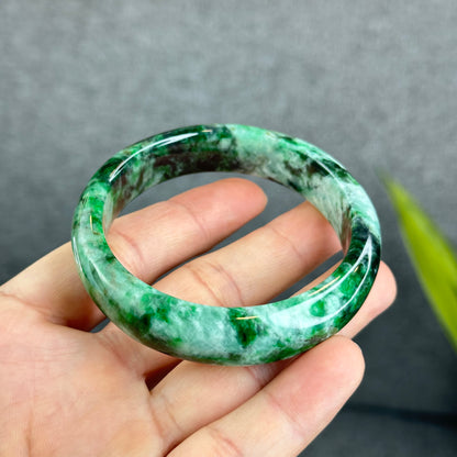 Natural Son Thuy Jadeite Jade Bangle Leaf Style Size 54.5 mm