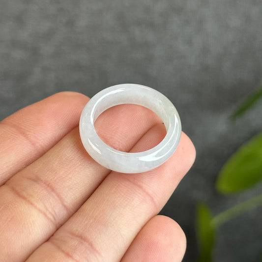 Ivory White Natural Jadeite Jade Ring Size 1.85