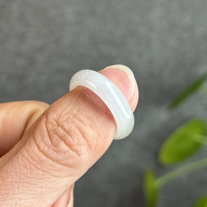 Ivory White Natural Jadeite Jade Ring Size 1.85