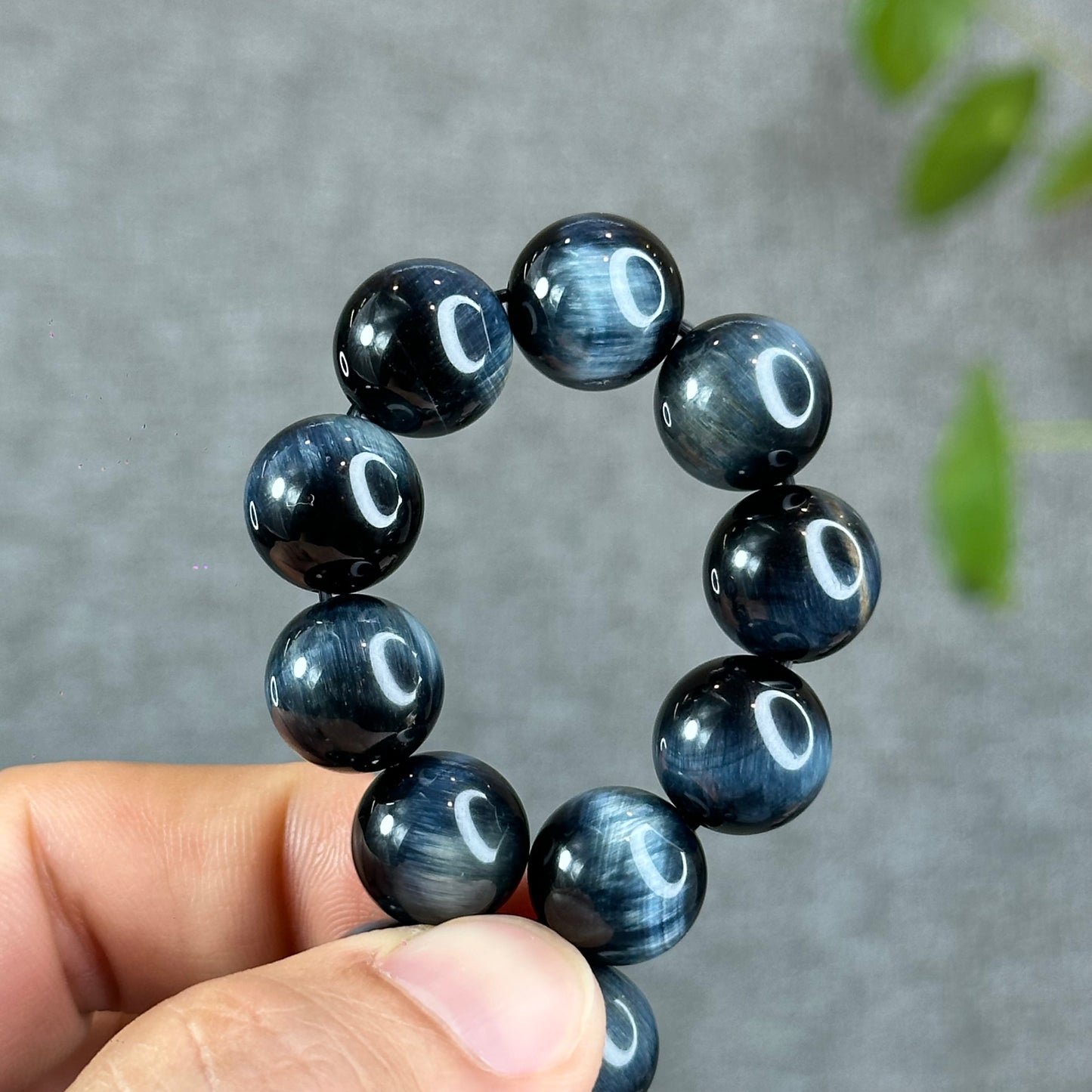 Natural Blue Tiger Eye Bracelet Size 12 mm