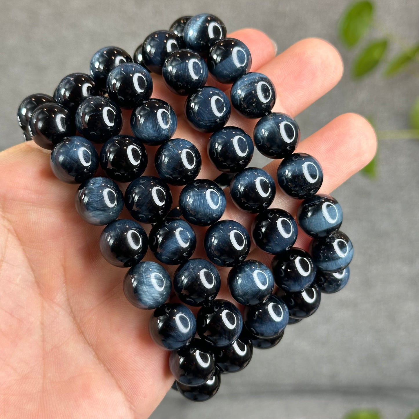 Natural Blue Tiger Eye Bracelet Size 12 mm
